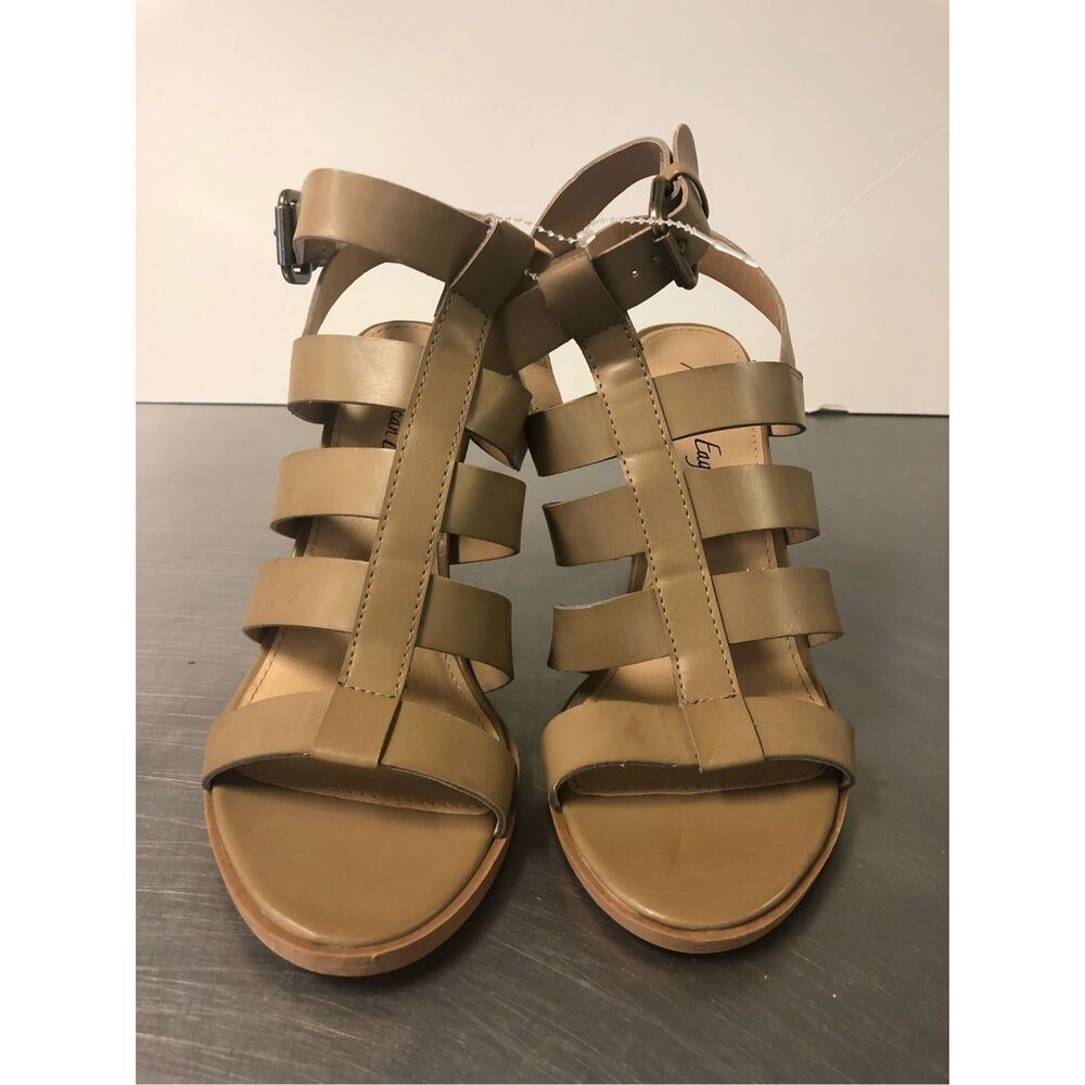 American Eagle Women’s Tan Open Toe Strappy Heels with Buckle Size 8.5 NWT